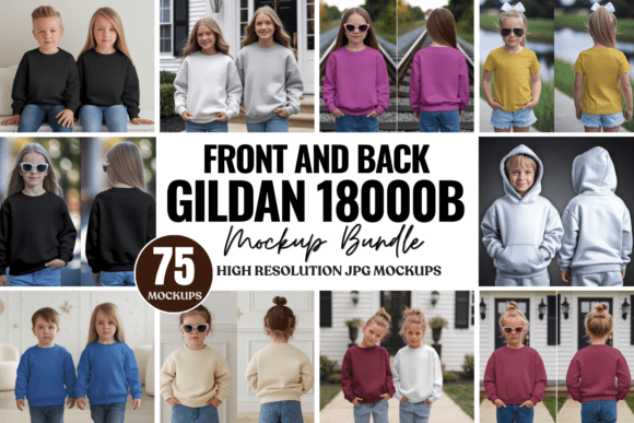 Download Gildan 18000B Front &amp; Back Mockup Bundle - Premium Resources